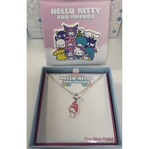 Sanrio My Melody Necklace Fine Silver Plated Enamel Crystal Pendant 18" Chain